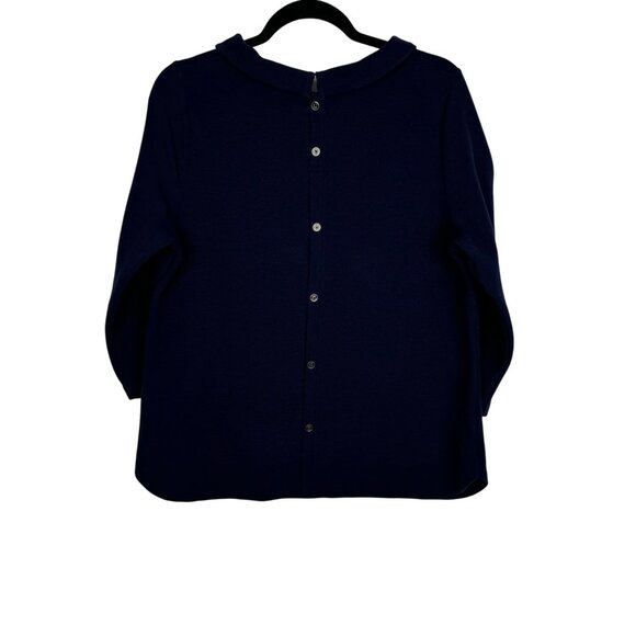Talbots Womens Long Sleeve Navy Blue Button-Back Top‎ L - Picture 4 of 6
